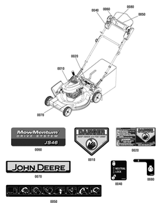 Decals Group (7502367) Diagram and Parts List for 7800809-JS46S 2011 Briggs and Stratton Lawn Mower